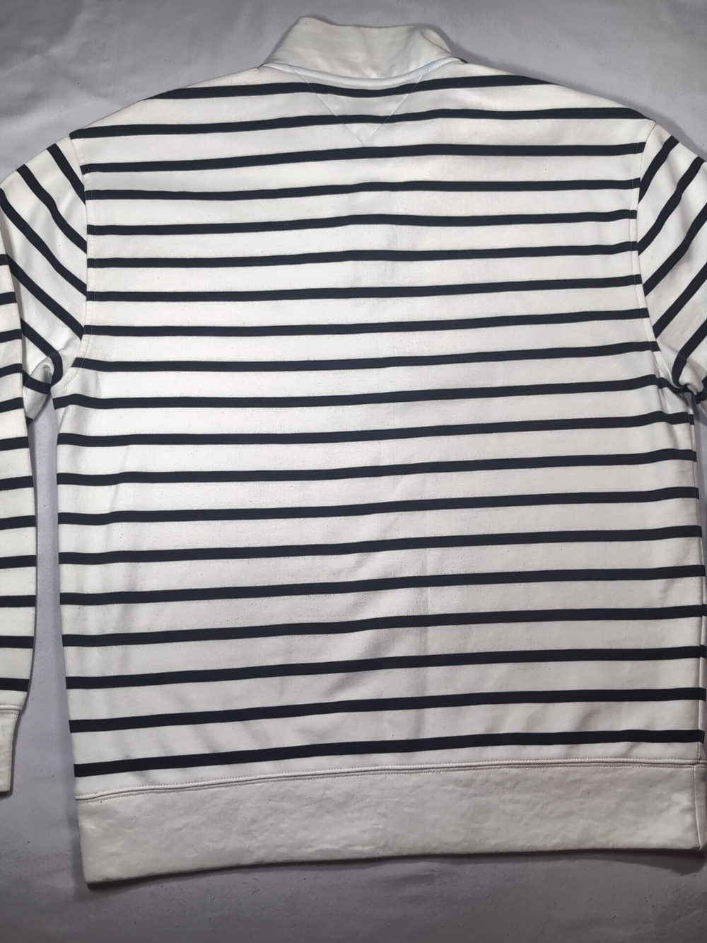 Tommy Hilfiger Striped Quarter-Zip Pullover - White & Navy - Picture 9 of 10